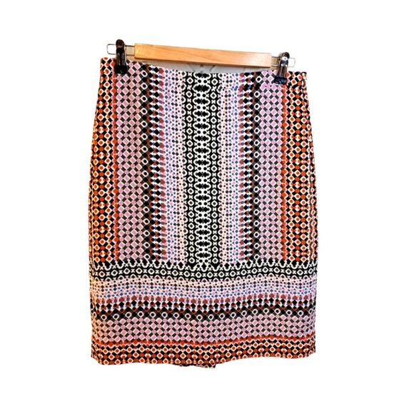 Vintage J.Crew Geometric Print Boho Pencil Skirt Business/Career Core Size 2/XS - Picture 1 of 12
